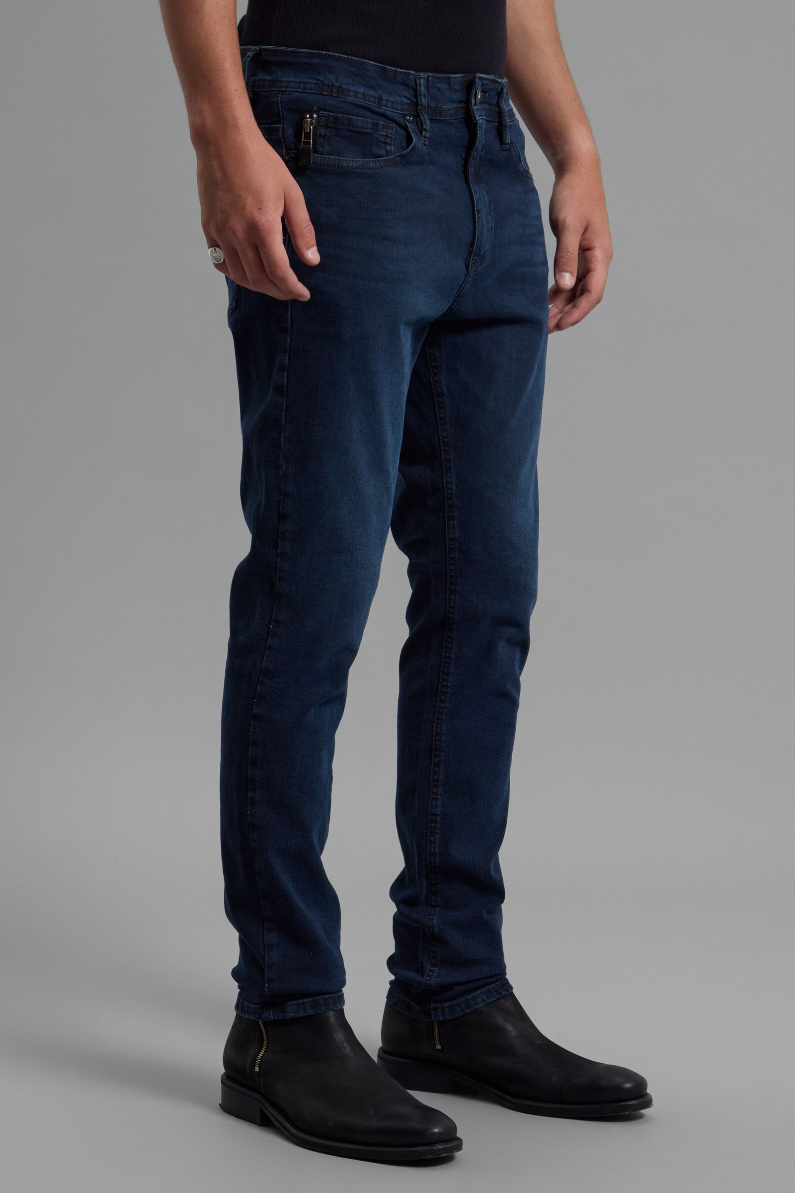 JEANS ZIPPER BLUE BLACK                                                                              